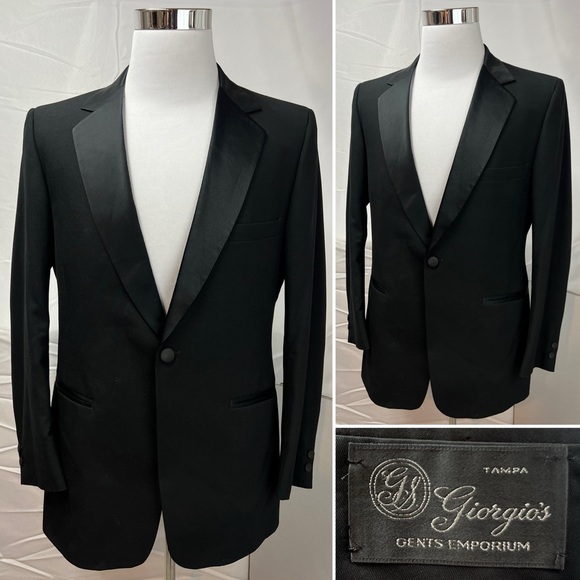 Giorgio's Men's 41L Black Tuxedo Single-Button Custom Tailored Blazer Jacket - Picture 1 of 5